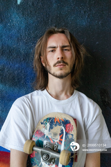 Portrait of young male skateboarder