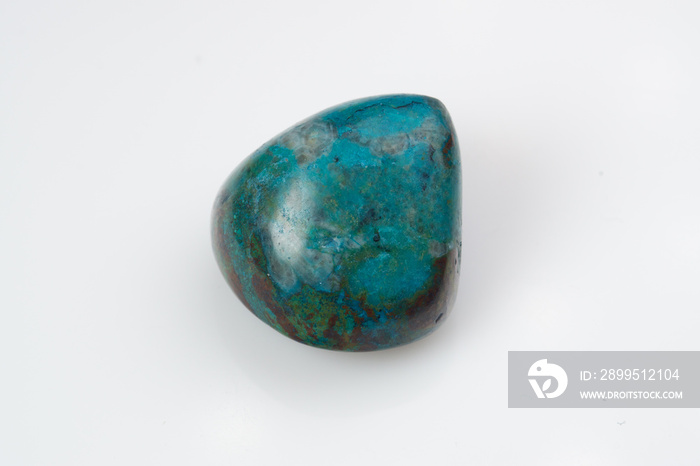 Natural chrysocolla stone on white background