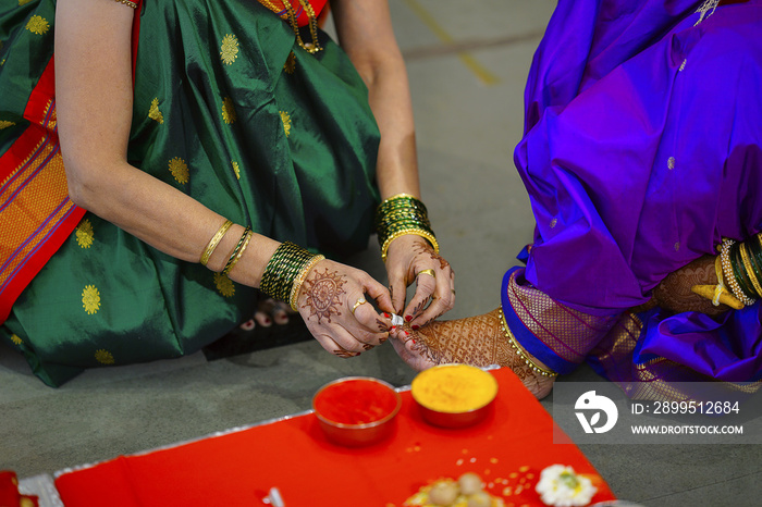 Toe rings for bride. Jodawee. Hindu marriage ritual