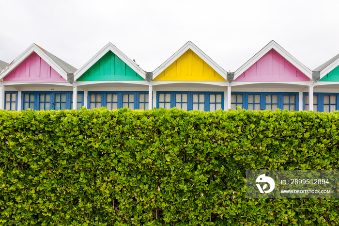 Holiday, resting pavilions by the North Sea in Weymouth