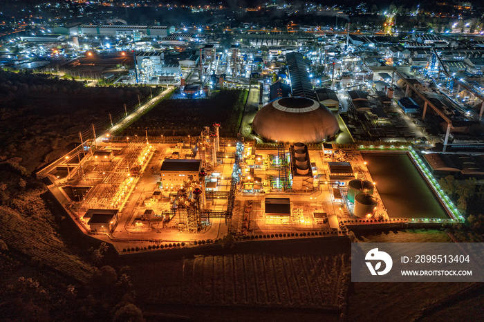 Electric power plant substation illumination, Export-oriented manufacturing paper packaging and corrugated industry at night