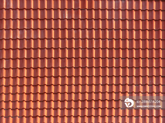 Roofing texture. Red corrugated tile element of roof. Seamless pattern. close up of red roof texture tile.