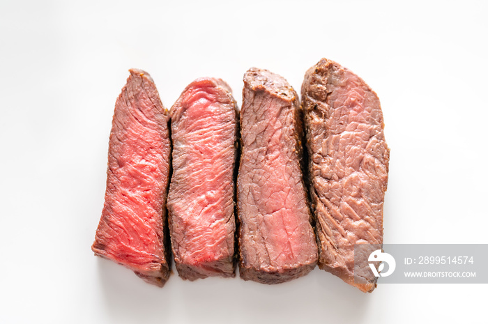 Beef steak: degrees of doneness