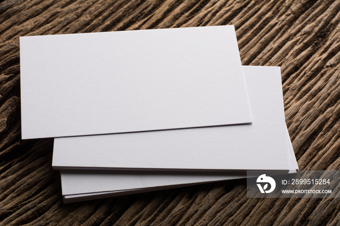 Blank white Business card presentation of Corporate identity on wood background