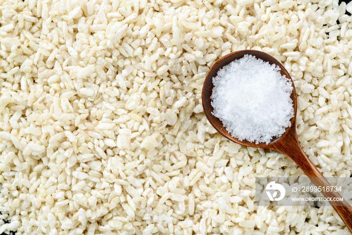 Malted rice is a fermented mixture of water and salt and  koji .