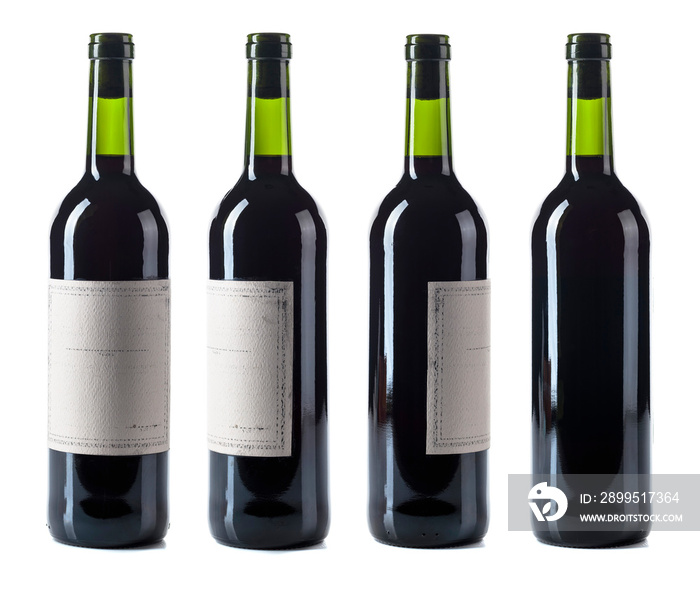 Red wine bottle isolated on a white background.