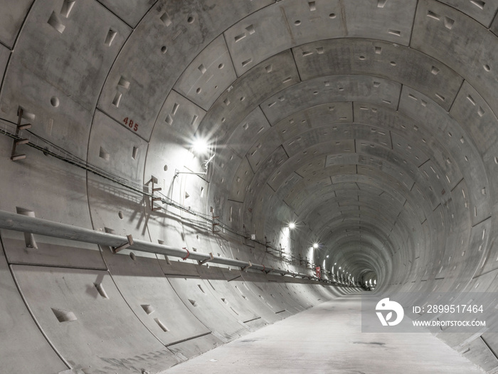 Empty modern underground tunnel