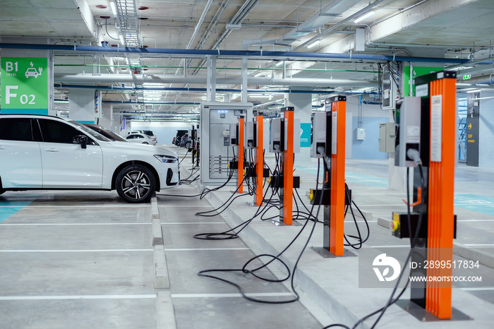 Charging electric car on the station