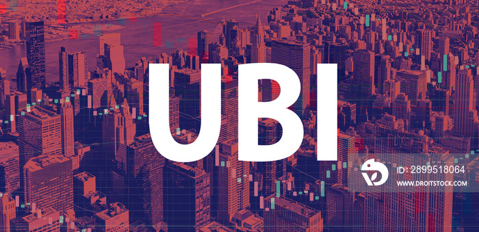 UBI theme with Manhattan New York City skyscrapers