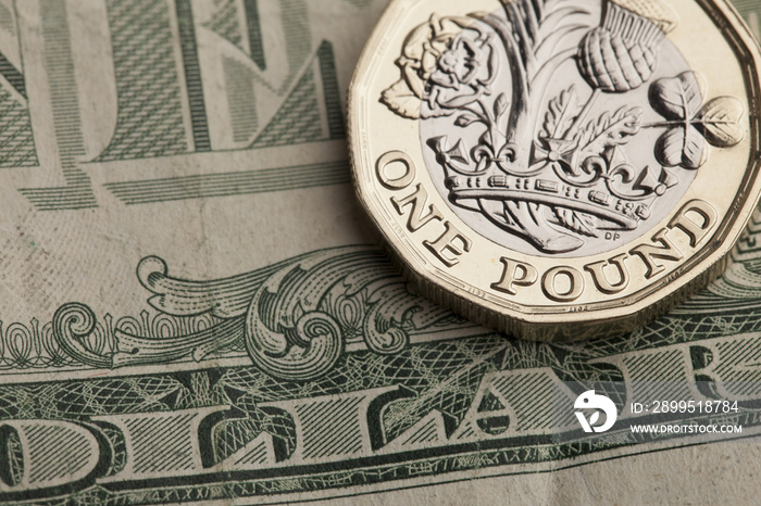 Pound sterling and American dollar exchange rate business concept