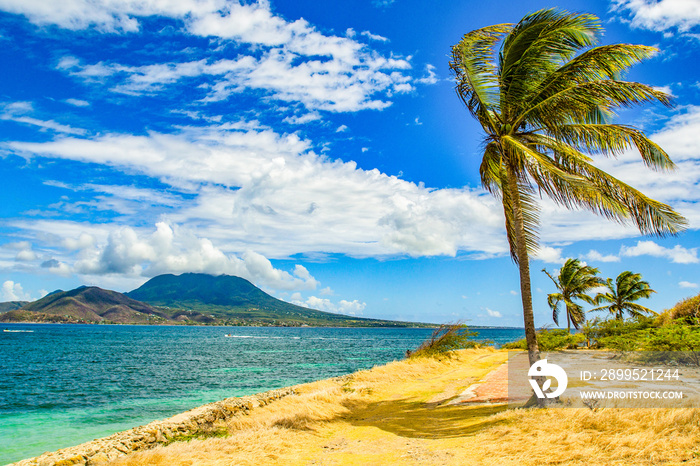 Cockleshell Bay and Nevis Peak, St Kitts