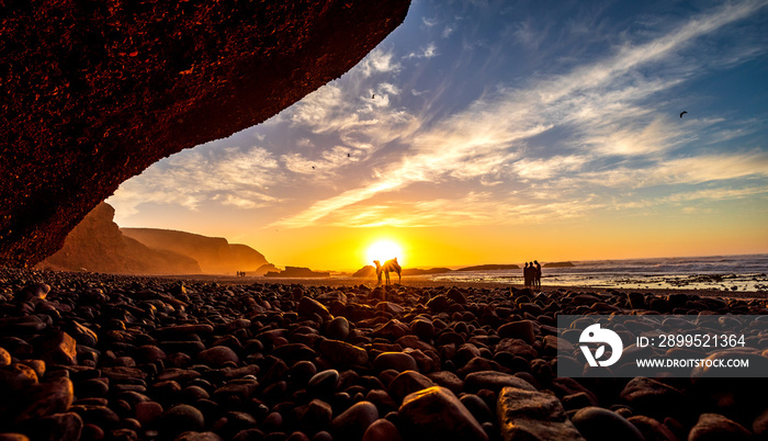 Natural stone arch bridge Legzira Beach Morocco