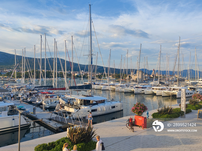 Trogir marine port, historic town in Croatia, Mediterranean Adriatic sea