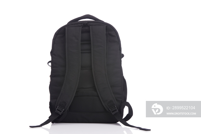 Black backpack isolated on white.