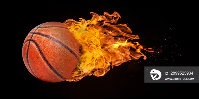 Flying Basketball Engulfed in Flames