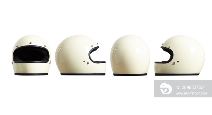 Set of sides of motorbike helmet fomr all sides isolated on white easy to cut out and redesign