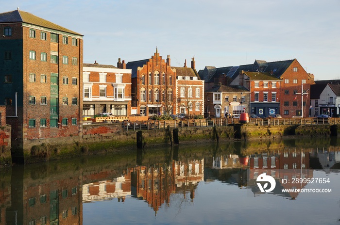 Old Dutch style buildings by the Haven river. Boston Lincolnshire