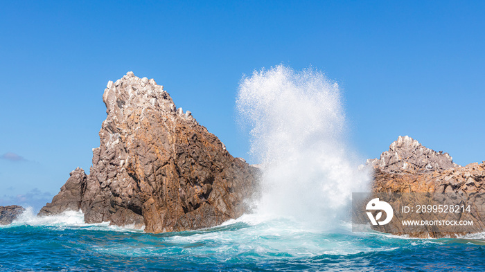 Pacific ocean Marietas Islands cliff