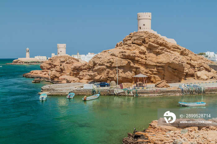 Watch towers in Ayjah village near Sur, Oman