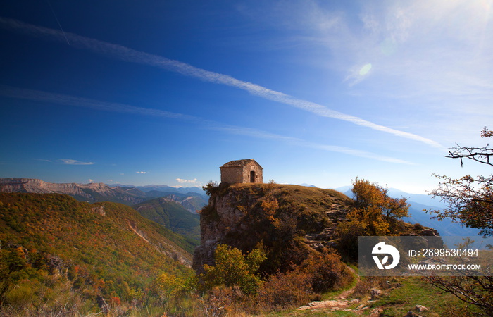 The chapel Saint-Michel de Cousson in the mountains of Digne les Bains, France