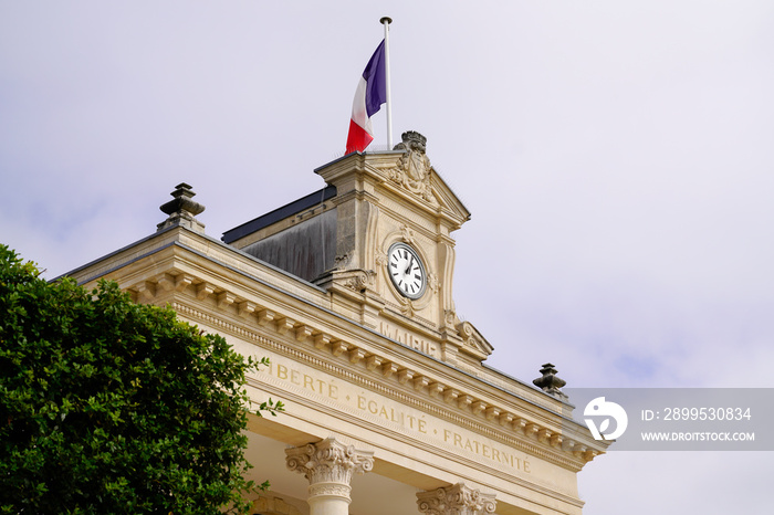 arcachon city hall french flag town hall france