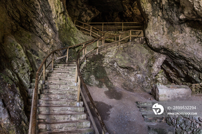 Cave stairs at Predjama castle, Slovenia