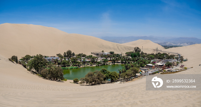 Oasis of Huacachina near Ica city in Peru