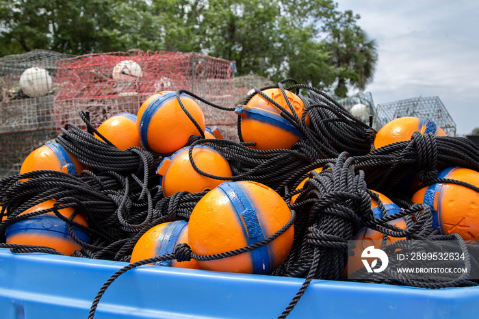 Crab pots ready for deployment at Crystal River, Florida