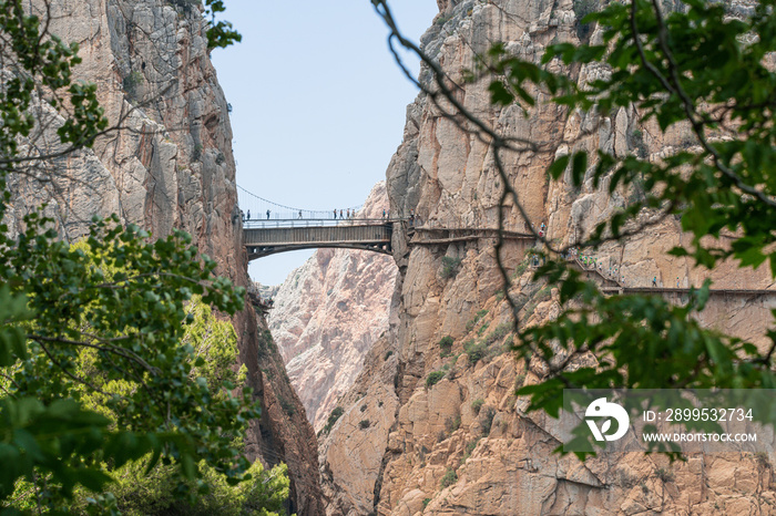 Bridge over the El Chorro reservoir, Caminito del Rey (The Gorge Desfiladero de los Gaitanes) in Málaga, Spain.