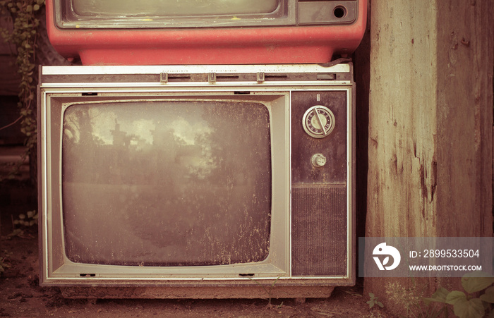 Retro style  old television from  1950, 1960 and  1970s. Vintage tone instagram style filtered photo