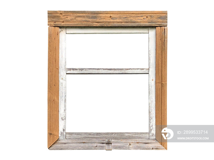 Vintage wooden window frame isolated on white