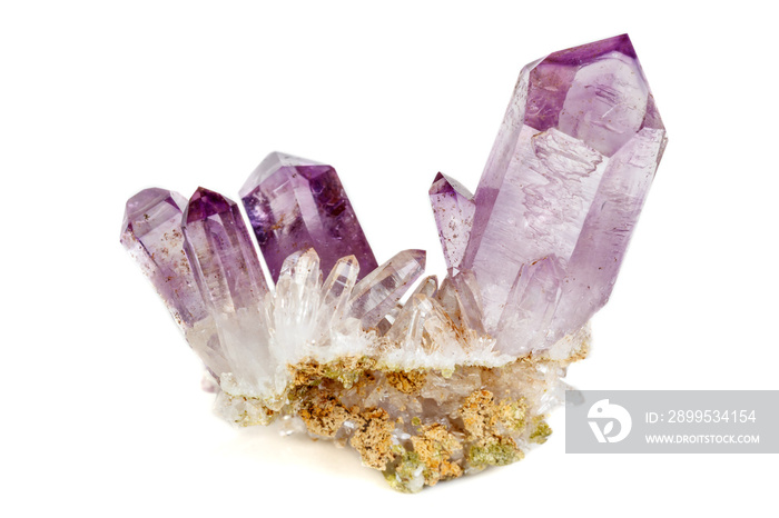 Amethyst Crystal Druse  macro mineral on white background