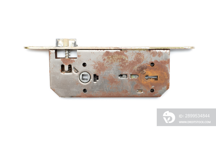 Aged rusty and used Mortise lock with cylinder for door