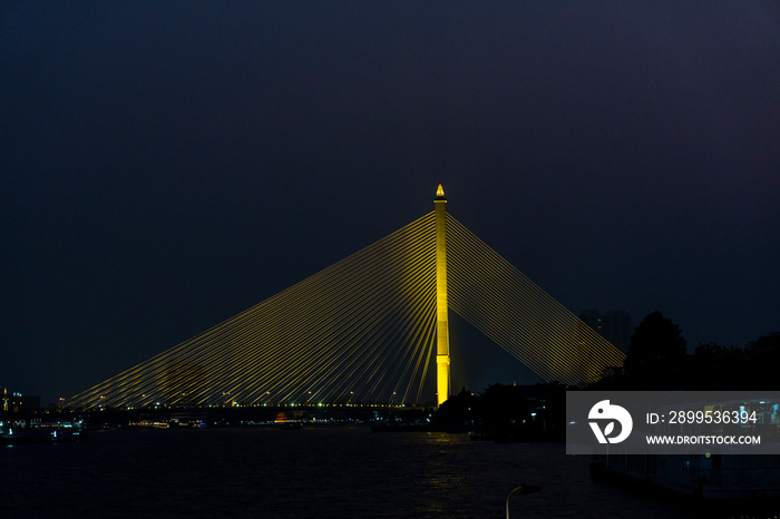 Rama VIII Bridge, Bangkok, from aboard the Chao Phraya River