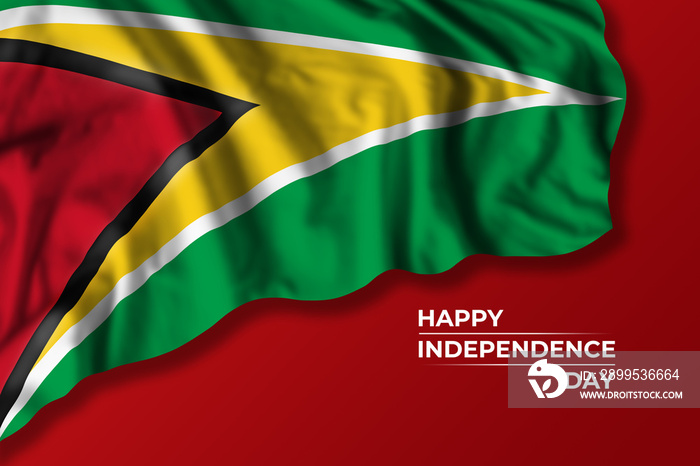 Guyana independence day greetings card with flag