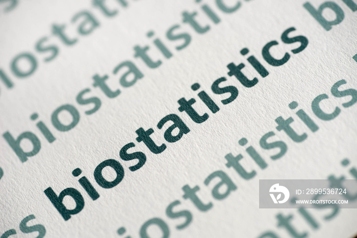 word biostatistics printed on  paper macro