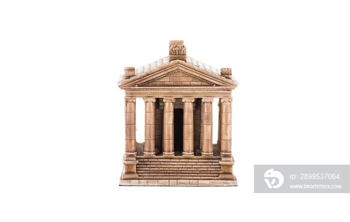 ancient european building with columns isolated on white background