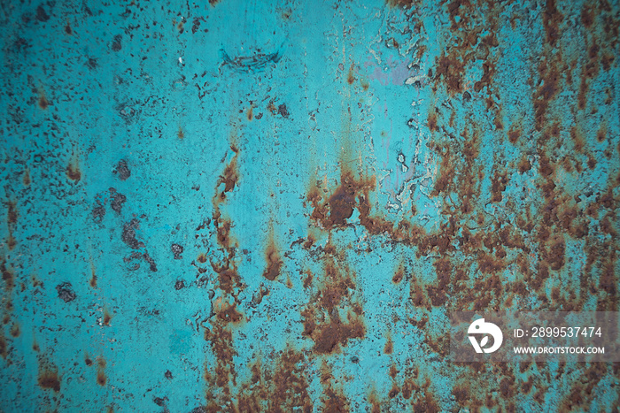 A blue metal texture about corrosion traces