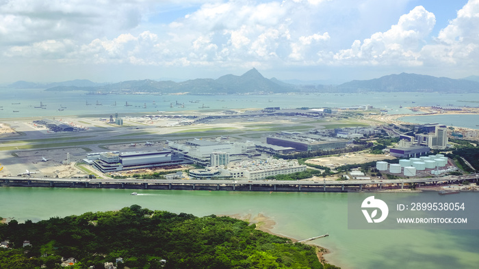 A view of Hong Kong International airport from above from Lantau Island