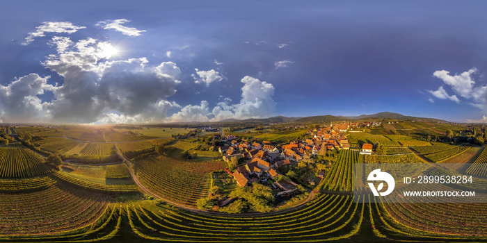 Panorama sphérique à 360 degrés Mittelbergheim route des Vins d’Alsace - France