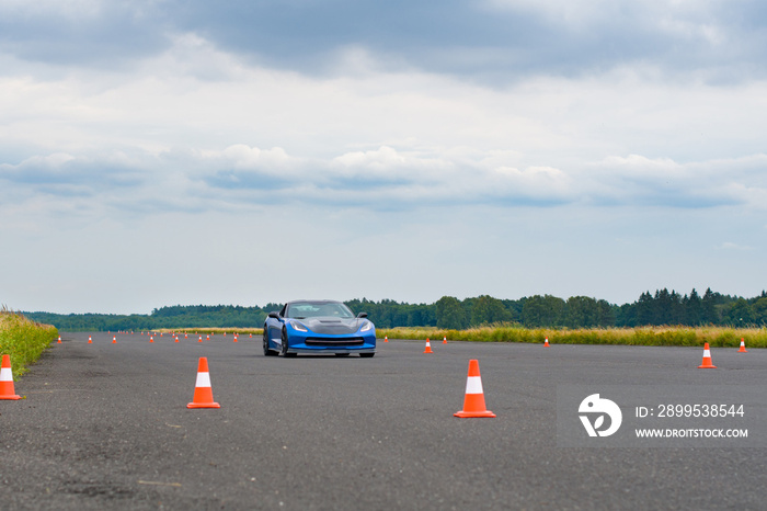 car at test track