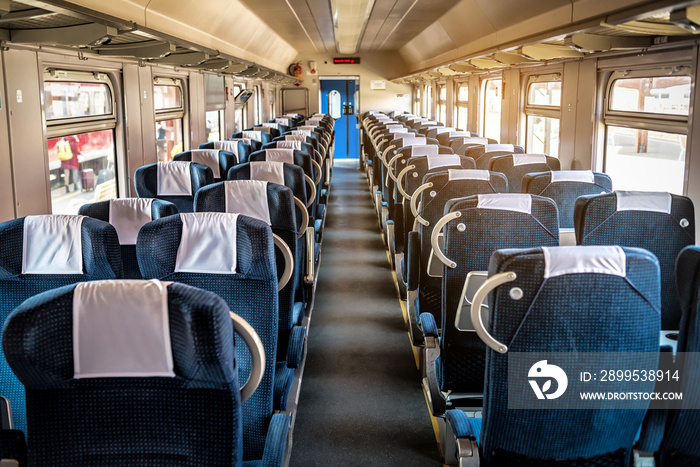 Empty passenger seats in train