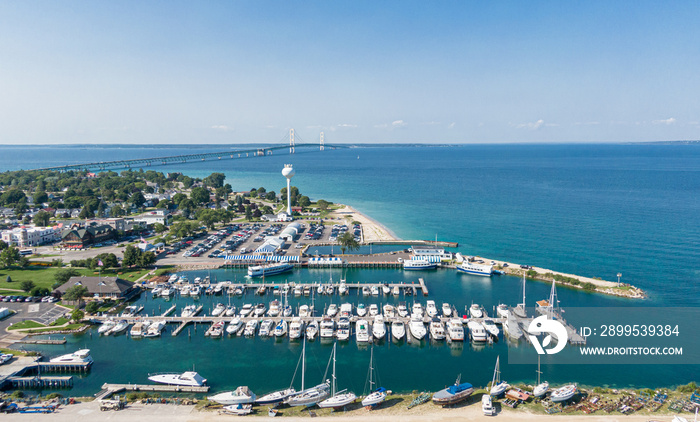 Aerial view of Mackinaw City