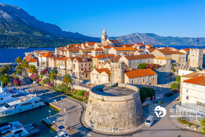 Aerial view of Croatian town Korcula