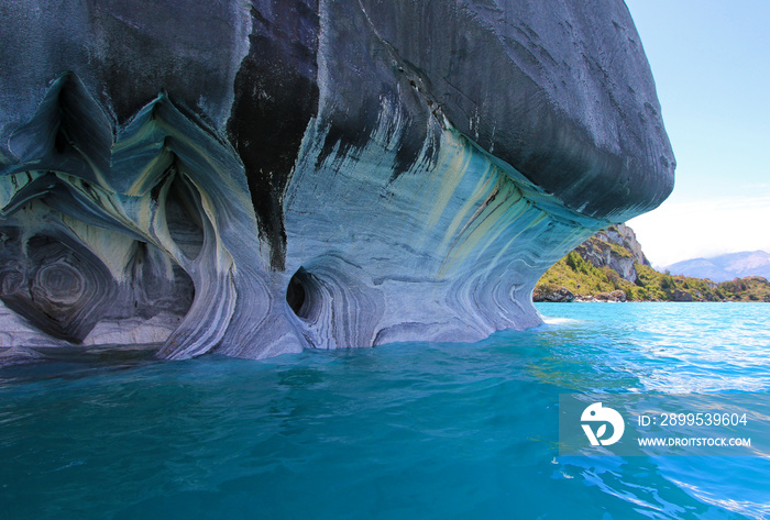 The marble cathedral chapel, Capillas De Marmol, along Carretera Austral, lake General Carrera, Puerto Tranquilo, Chile