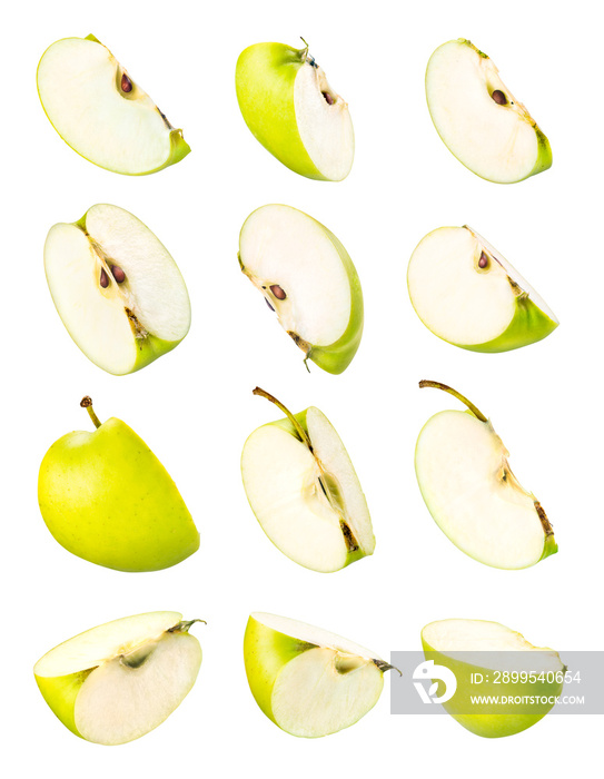 RW Cut green apple 2 on a white background