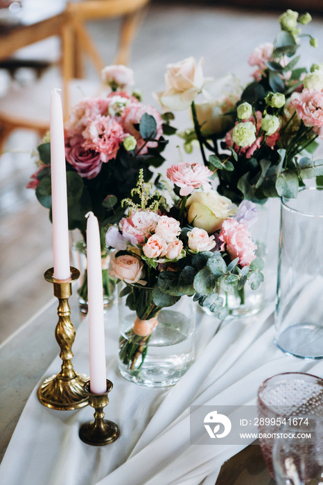 Beautiful wedding table decoration and setting