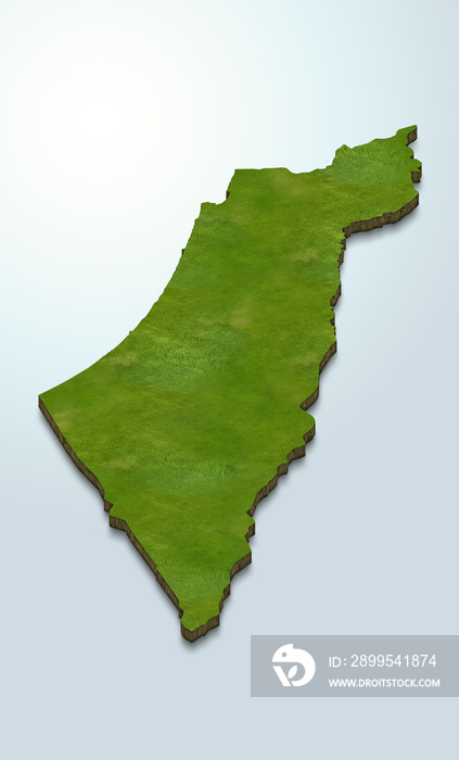 3D map illustration of Israel