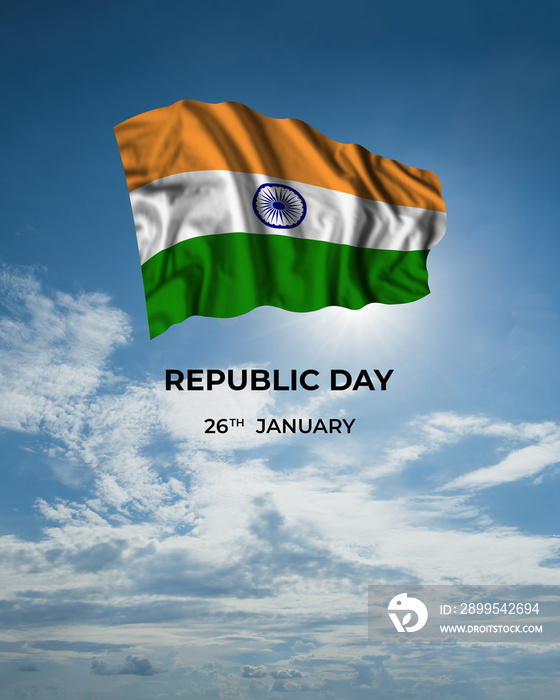 India Republic day card with flag