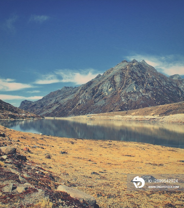 alpine valley and sela lake near tawang in arunachal pradesh, north east india